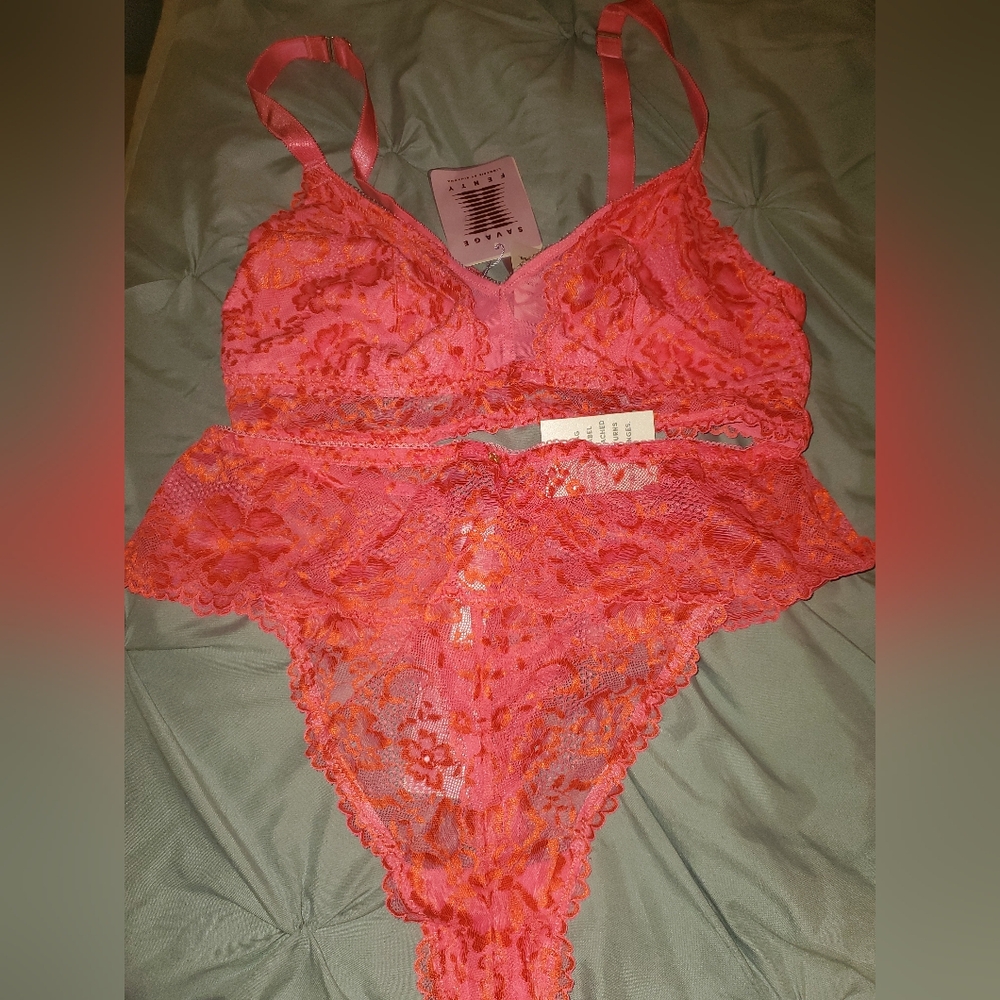 Savage x fenty lace bralette and thong set